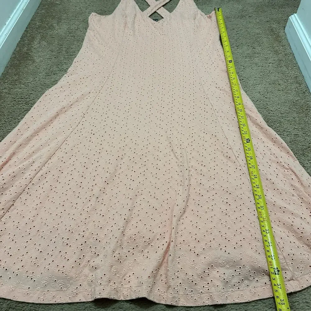 Lauren Ralph Lauren Perforated Fit & Flare Dress Size XL Racer back Midi Coral